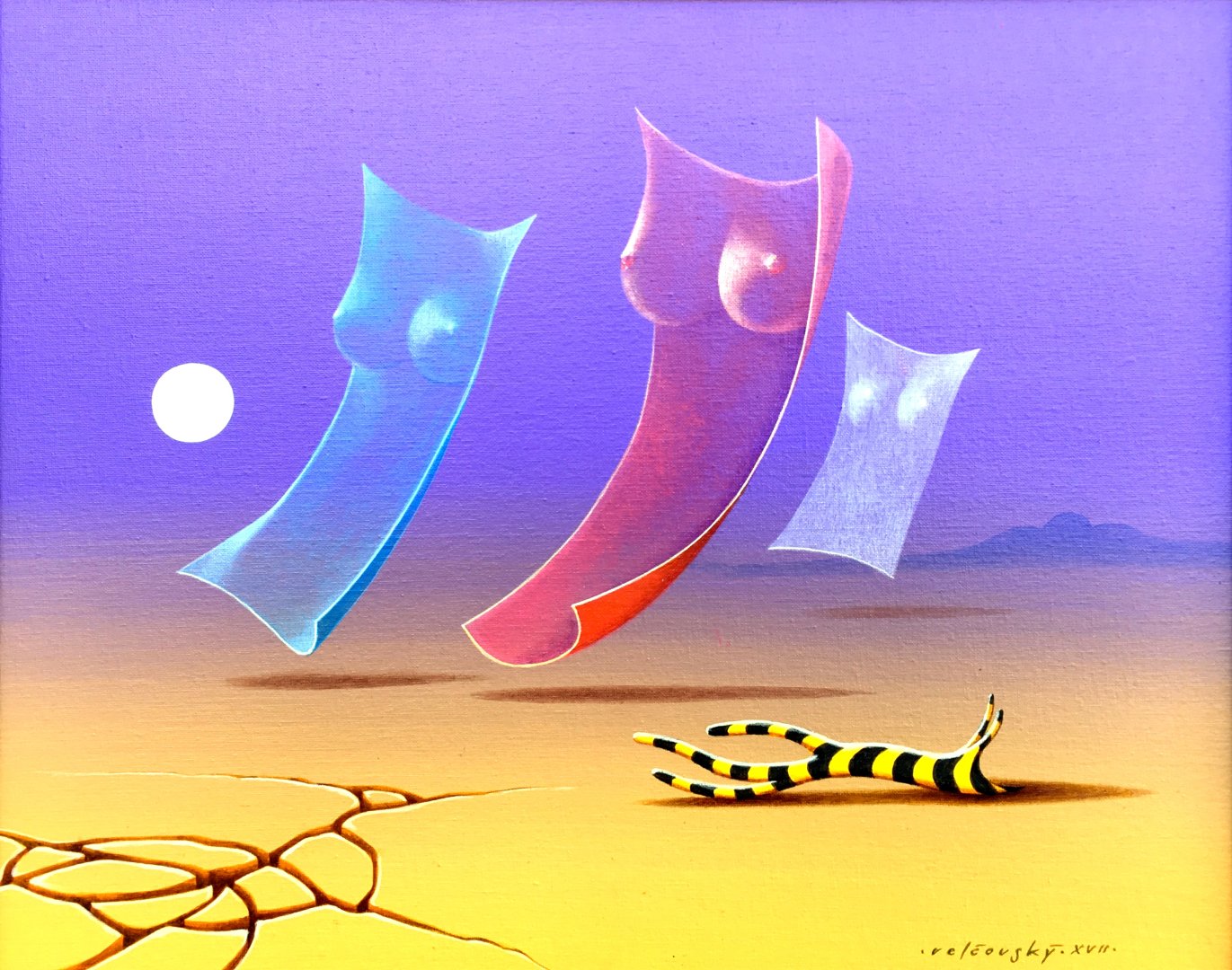 15.Josef Velčovský, Modrá, červená, bílá, akryl na plátně, 50x40 cm