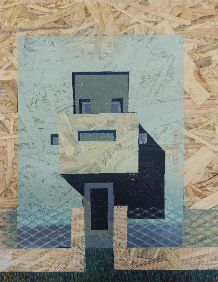 5. Jan Tichý, První republika, Pocta Adolfu Loosovi, akryl na desce, 40 x 35 cm