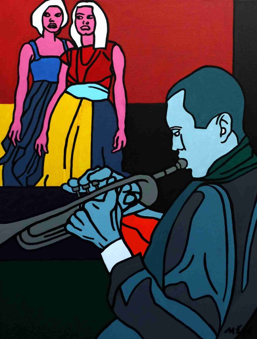 72. Josef Mžyk, Hommage Miles Davis, akryl na plátně, 80 x 60 cm