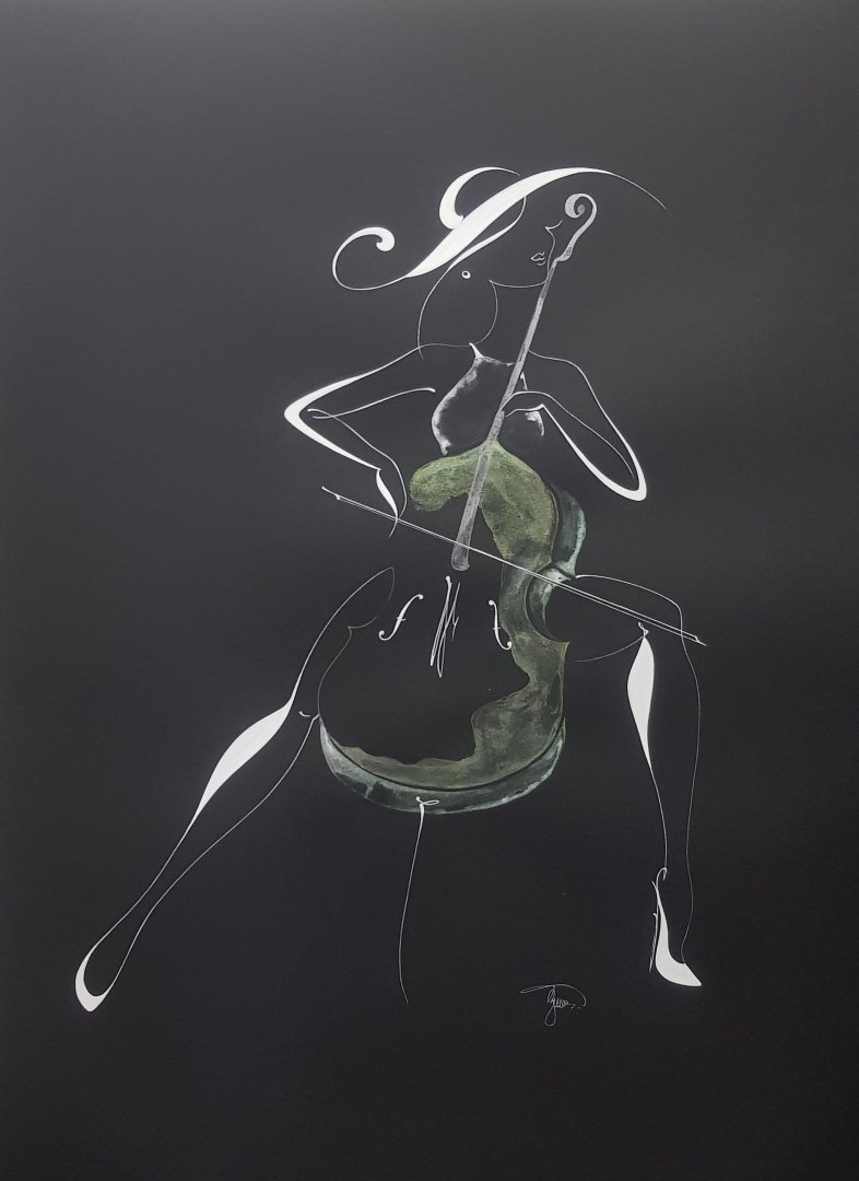 Violoncellistka (na černém)