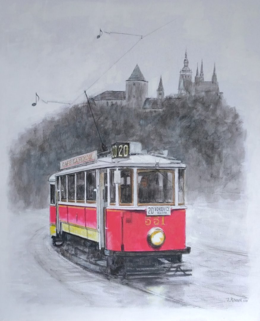 Jiří Rameš, Tramvaj do Vokovic, akryl na plátně