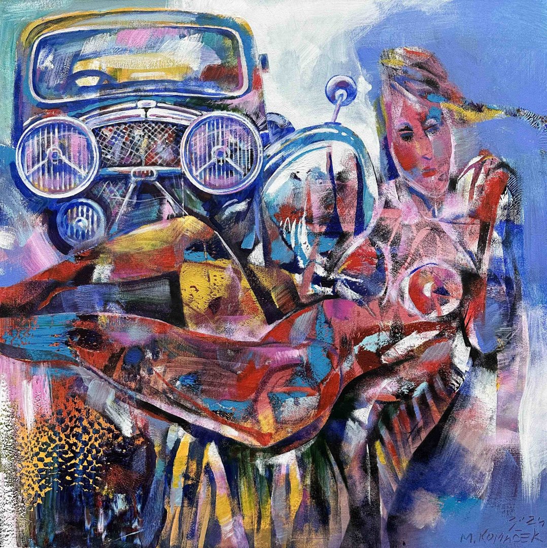 Marian Komáček, Zákaz vjazdu, akryl na plátně, 80 x 80 cm (1)